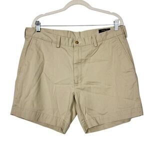 Polo Ralph Lauren Khaki Classic Fit High Waist Cotton Chino Shorts Sz 36 Preppy